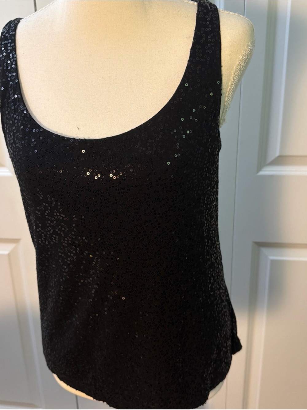 Talbots Black Sequin Scoop Neck Women's Tank Top